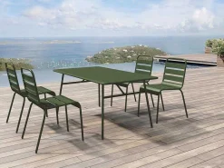 Tuintafel Van Metaal - L160 Cm - Kaki - Mirmande-MYLIA Discount