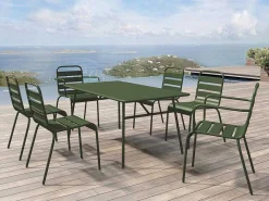Tuintafel Van Metaal - L160 Cm - Kaki - Mirmande-MYLIA Discount