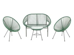 Tuinzithoek Van Gevlochten Harsdraden: Twee Fauteuils, Een Bank En Een Tafel - Kaki - Alios Iii Van-MYLIA Clearance