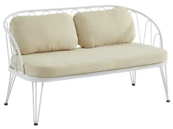 Tuinzithoek Van Metaal: 1 Tweezitsbank, 2 Fauteuils En 1 Salontafel - Wit - Arlesan-MYLIA Discount