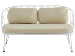 Tuinzithoek Van Metaal: 1 Tweezitsbank, 2 Fauteuils En 1 Salontafel - Wit - Arlesan-MYLIA Discount