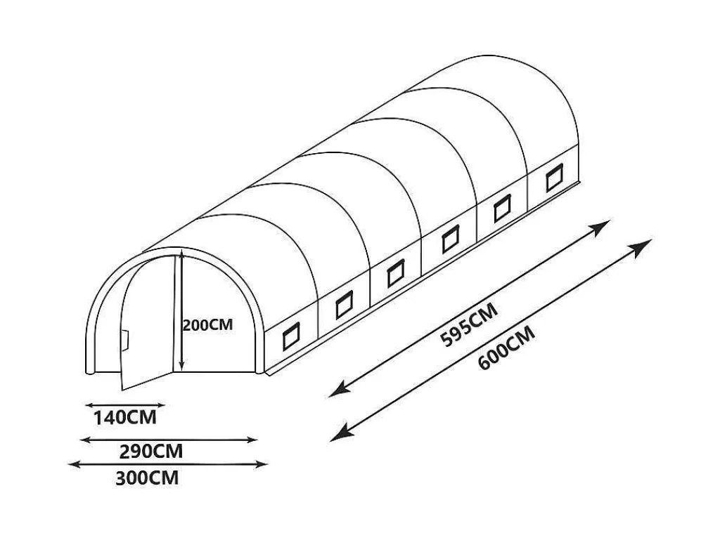Tunnelkas Met Structuur Van Gegalvaniseerd Staal En Deur 18 M - L600 X B300 X H200 Cm - Alocasia-EXPERTLAND Online