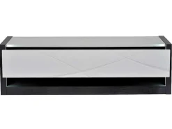 Tv-Meubel 1 Lade En 1 Vak - Met Led-Verlichting - Antraciet En Wit Gelakt - Ludmila-Vente-unique Outlet