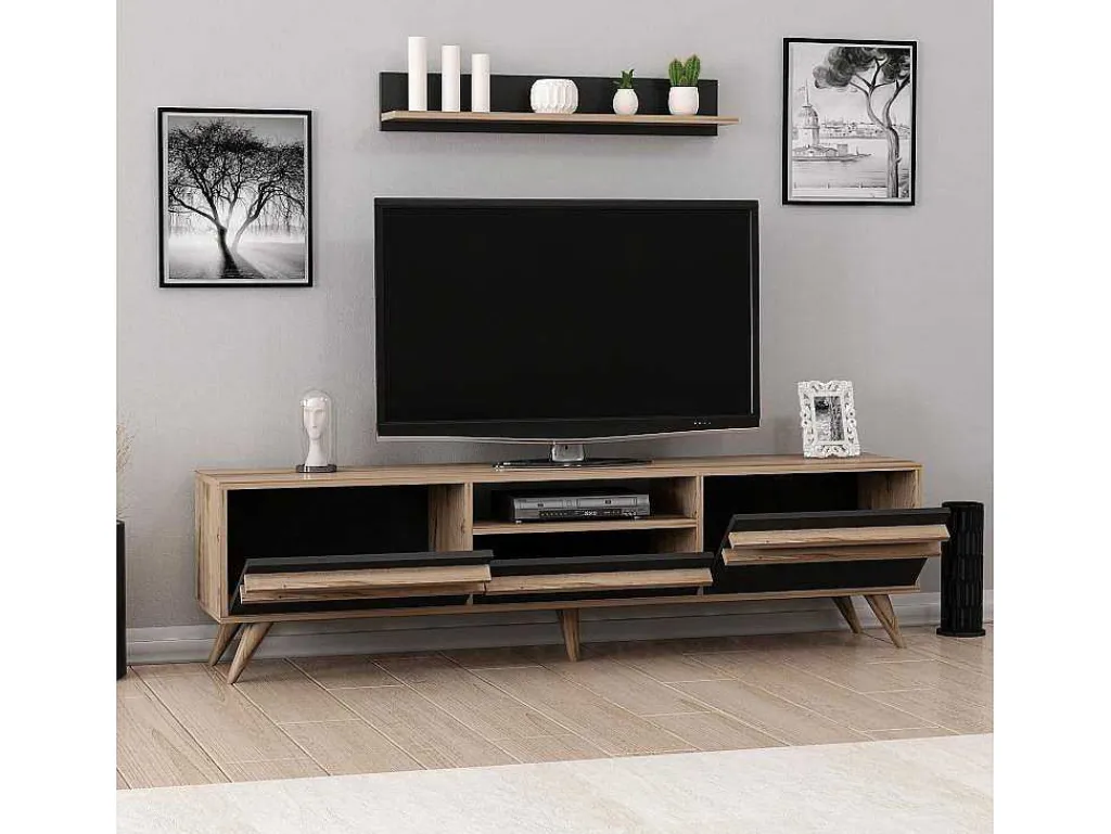 Tv-Meubel Hira - Zwart - 180X35X48 Cm --EPIKASA Hot