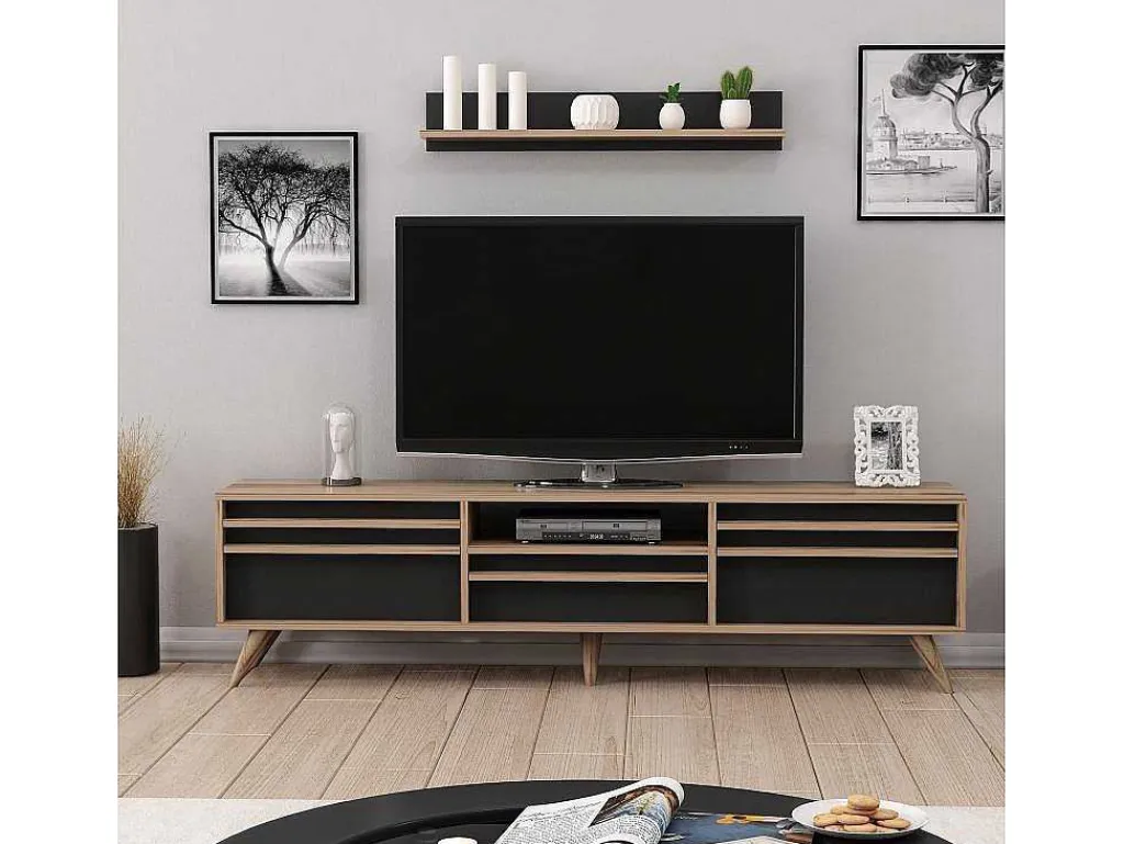 Tv-Meubel Hira - Zwart - 180X35X48 Cm --EPIKASA Hot