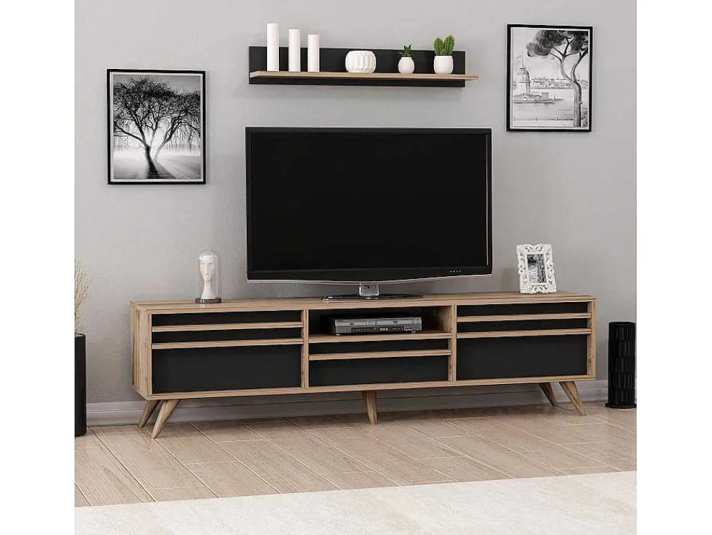 Tv-Meubel Hira - Zwart - 180X35X48 Cm --EPIKASA Hot