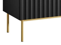 Tv-Meubel Met 2 Deuren, 2 Laden En 2 Nissen Van Mdf En Staal - Zwart En Goudkleurig - Evilana-Vente-unique Hot