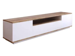 Tv-Meubel Met 3 Deuren En 1 Nis - Wit En Naturel - Lotula-Vente-unique Best