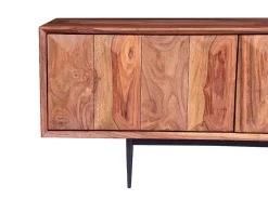 Tv-Meubel Met 2 Deuren En 2 Niche - Sheesham Hout En Metaal - Kleur: Natuurlijk - Zelicina-Vente-unique Outlet