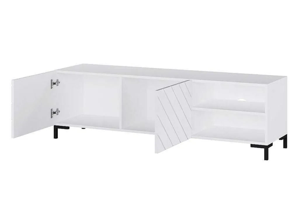 Tv-Meubel Met 2 Deuren En 2 Nissen - Glanzend Wit - Mirioza-Vente-unique Best