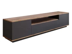 Tv-Meubel Met 3 Deuren En 1 Nis - Antraciet En Naturel - Lotula-Vente-unique Clearance