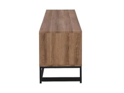 Tv-Meubel Met 3 Deuren En 2 Nissen - Mdf - Naturel En Zwart - Caratana-Vente-unique Online