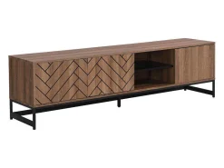 Tv-Meubel Met 3 Deuren En 2 Nissen - Mdf - Naturel En Zwart - Caratana-Vente-unique Online