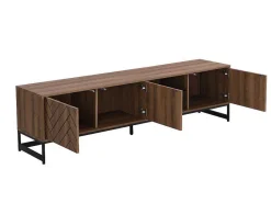 Tv-Meubel Met 3 Deuren En 2 Nissen - Mdf - Naturel En Zwart - Caratana-Vente-unique Online