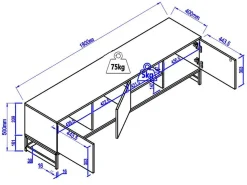 Tv-Meubel Met 3 Deuren En 2 Nissen - Mdf - Naturel En Zwart - Caratana-Vente-unique Online