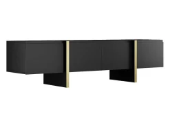 Tv-Meubel Met 4 Deuren Van Mdf - Zwart En Goud - Luvonia-Vente-unique Sale