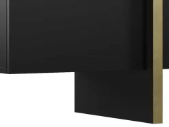 Tv-Meubel Met 4 Deuren Van Mdf - Zwart En Goud - Luvonia-Vente-unique Sale