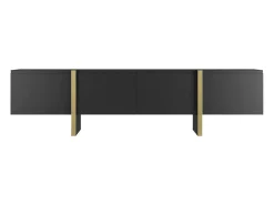 Tv-Meubel Met 4 Deuren Van Mdf - Zwart En Goud - Luvonia-Vente-unique Sale