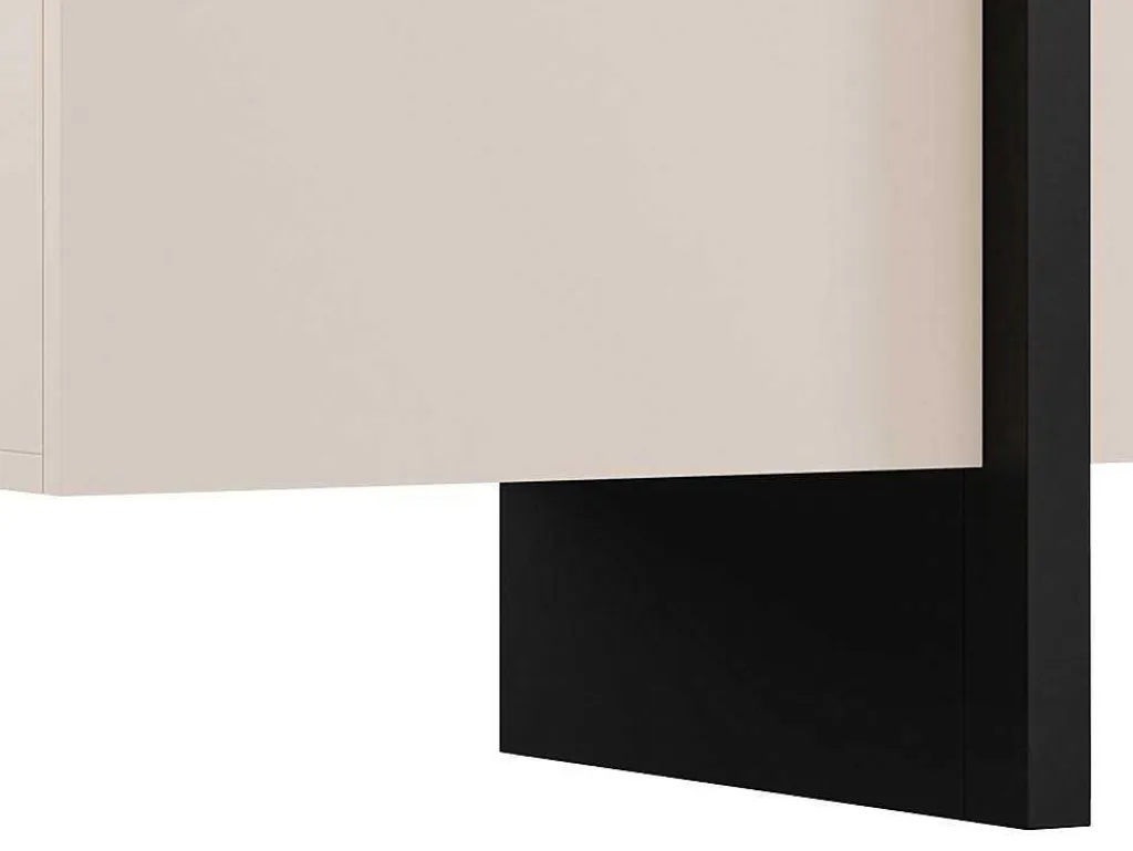 Tv-Meubel Met 4 Deuren Van Mdf - Beige En Zwart - Luvonia-Vente-unique Discount