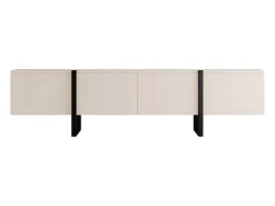 Tv-Meubel Met 4 Deuren Van Mdf - Beige En Zwart - Luvonia-Vente-unique Discount