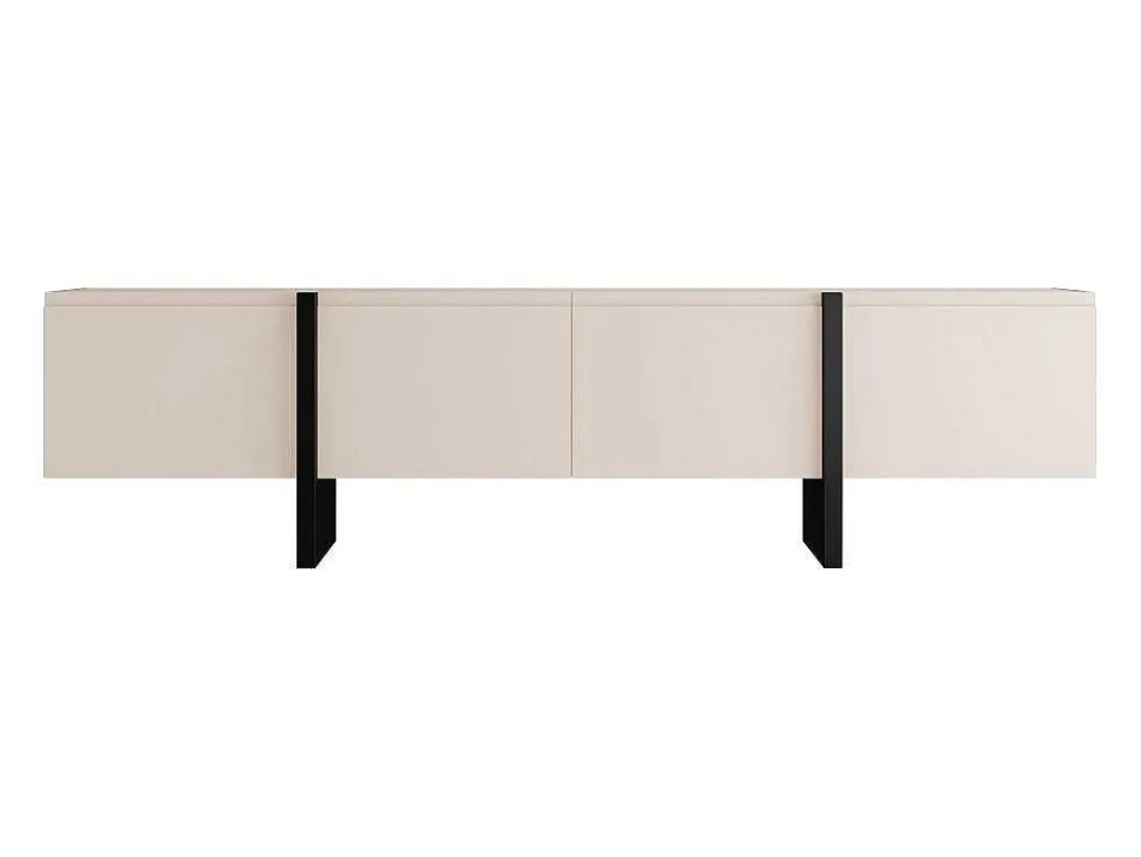 Tv-Meubel Met 4 Deuren Van Mdf - Beige En Zwart - Luvonia-Vente-unique Discount