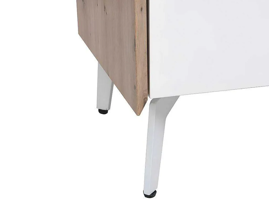 Tv-Meubel Met 4 Lades En 2 Nissen - Mdf & Metaal - Witgelakt & Naturelkleur - Cayana-Vente-unique Clearance