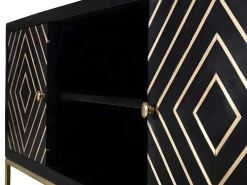 Tv-Meubel Prismin - 2 Deuren En 2 Laden - Mango En Metaal - Zwart-Vente-unique Best