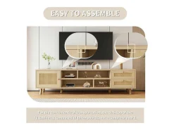 Tv-Meubel Van 160 Cm - 1 Deur, 2 Laden En 4 Vakken - Naturel-ModernLuxe Discount