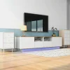 Tv-Meubel Van 180 Cm Met Led - 2 Laden En 2 Open Planken - Eigentijdse Scandinavische Stijl - Wit-ModernLuxe New