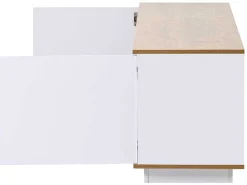 Tv-Meubel Van 180 Cm Met Led - 2 Laden En 2 Open Planken - Eigentijdse Scandinavische Stijl - Wit-ModernLuxe New