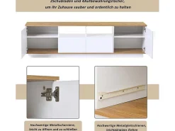 Tv-Meubel Van 180 Cm Met Led - 2 Laden En 2 Open Planken - Eigentijdse Scandinavische Stijl - Wit-ModernLuxe New