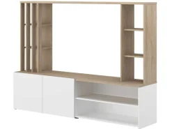 Tv-Wand Met Opbergruimte - Naturel En Wit - Gorbella-Vente-unique New