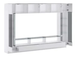 Tv-Wand Met Opbergruimte En Ledverlichting Van Gerookt Gehard Glas - Wit Gelakt - Briano-Vente-unique Discount