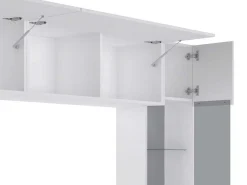 Tv-Wand Met Opbergruimte En Ledverlichting Van Gerookt Gehard Glas - Wit Gelakt - Briano-Vente-unique Discount
