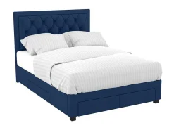Tweepersoons Bed Met Laden En Opbergruimte - Blauw Fluweel - 160 X 200 Cm - Leopold-Vente-unique New