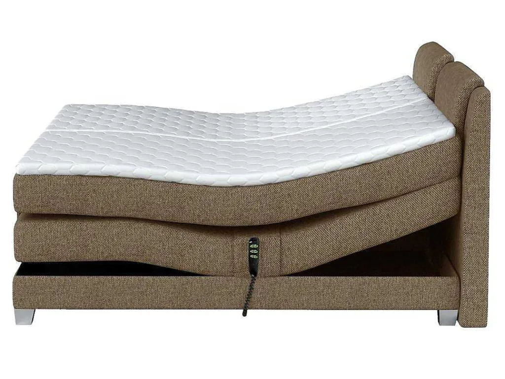 Tweepersoons Boxspring Met Elektrische Bedbodem + Matras En Dekmatras Castel - 2X80X200Cm - Beige Stof-Palacio New