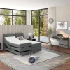 Tweepersoons Boxspring Met Elektrische Bedbodem + Matras En Dekmatras Castel - 2X90X200Cm - Lichtgrijze Stof-Palacio Best