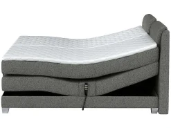 Tweepersoons Boxspring Met Elektrische Bedbodem + Matras En Dekmatras Castel - 2X90X200Cm - Lichtgrijze Stof-Palacio Best