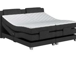 Tweepersoons Boxspring Met Elektrische Bedbodem + Matras En Dekmatras Castel Van - 2X90X200Cm - Antraciet-Palacio Clearance