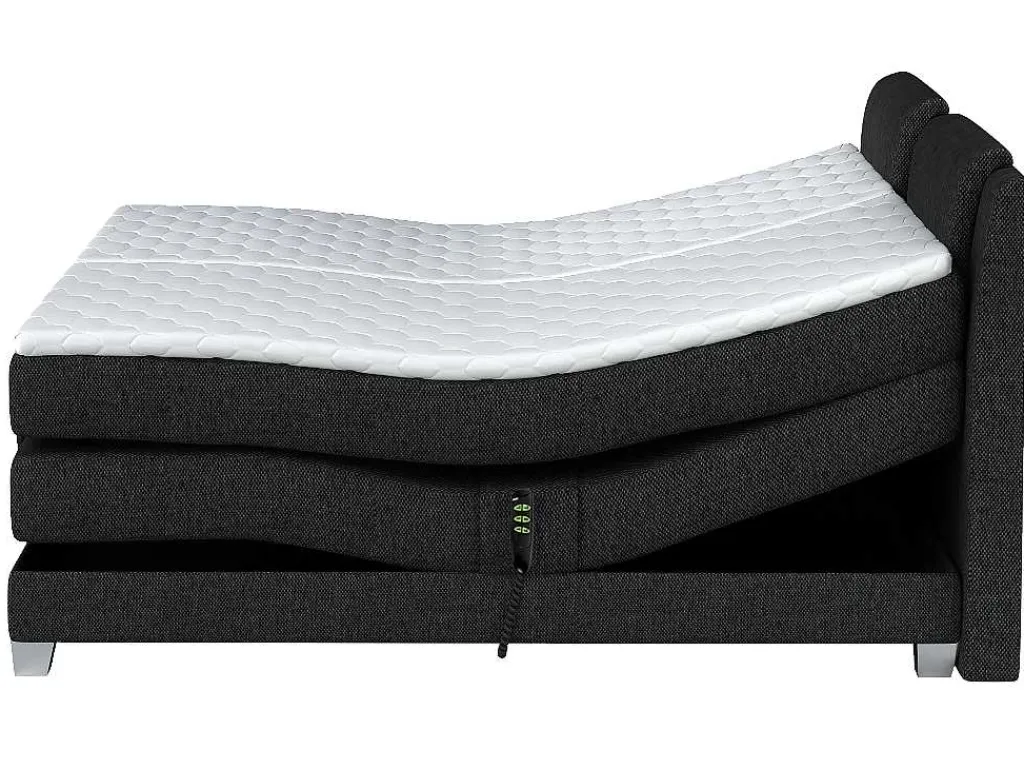 Tweepersoons Boxspring Met Elektrische Bedbodem + Matras En Dekmatras Castel Van - 2X90X200Cm - Antraciet-Palacio Clearance