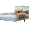 Tweepersoons Kinderbed 140X200Cm In Kunstleer - Met Lattenbodem - Amandelgroen (Matras Niet Inbegrepen)-ModernLuxe Sale