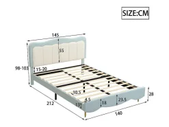 Tweepersoons Kinderbed 140X200Cm In Kunstleer - Met Lattenbodem - Amandelgroen (Matras Niet Inbegrepen)-ModernLuxe Sale
