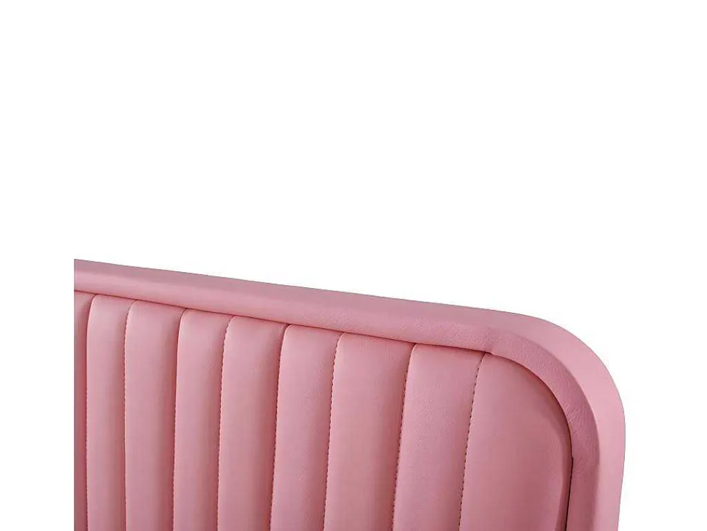 Tweepersoonsbed Gestoffeerd In Kunstleer 140X200Cm - In Hoogte Verstelbaar Hoofdbord - Met Lattenbodem - Roze (Zonder Matras)-ModernLuxe Best