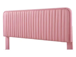 Tweepersoonsbed Gestoffeerd In Kunstleer 140X200Cm - In Hoogte Verstelbaar Hoofdbord - Met Lattenbodem - Roze (Zonder Matras)-ModernLuxe Best