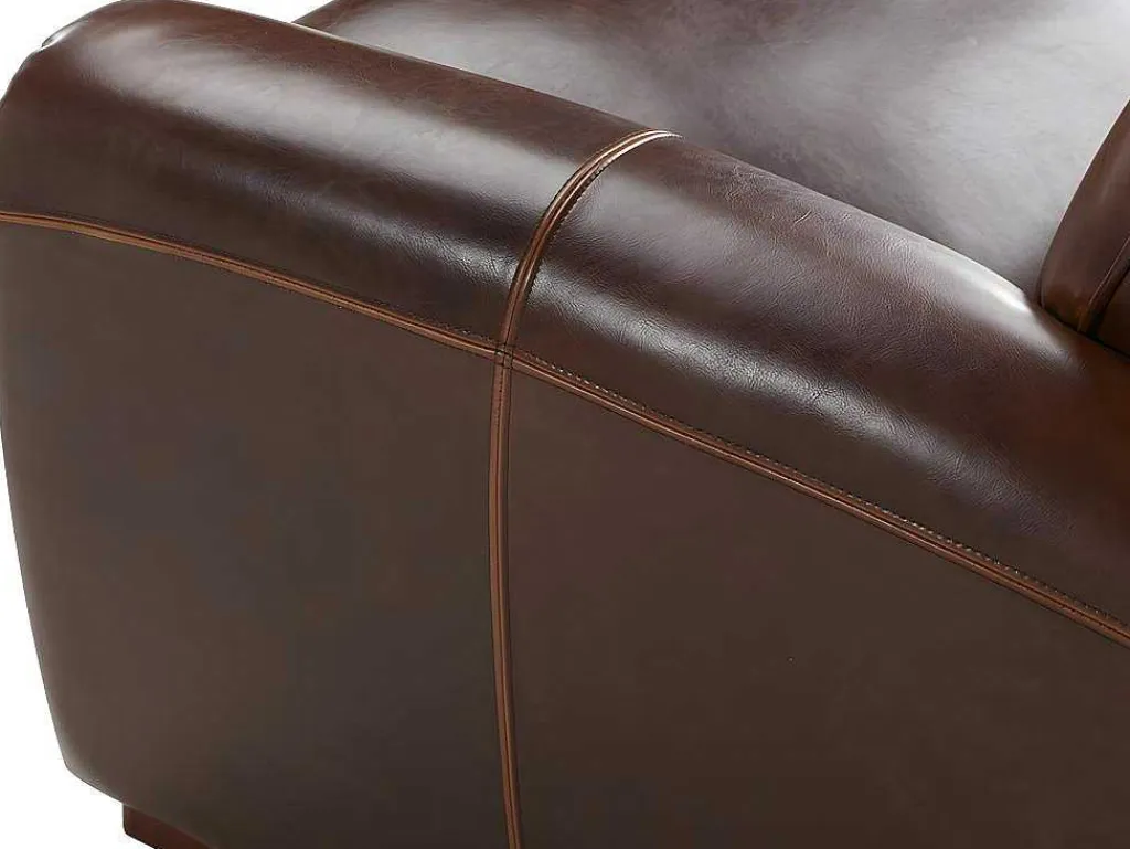 Tweezits Clubbank Van Leer Met Lived-In Aspect Baudoin - Bruin-LINEA SOFA Discount
