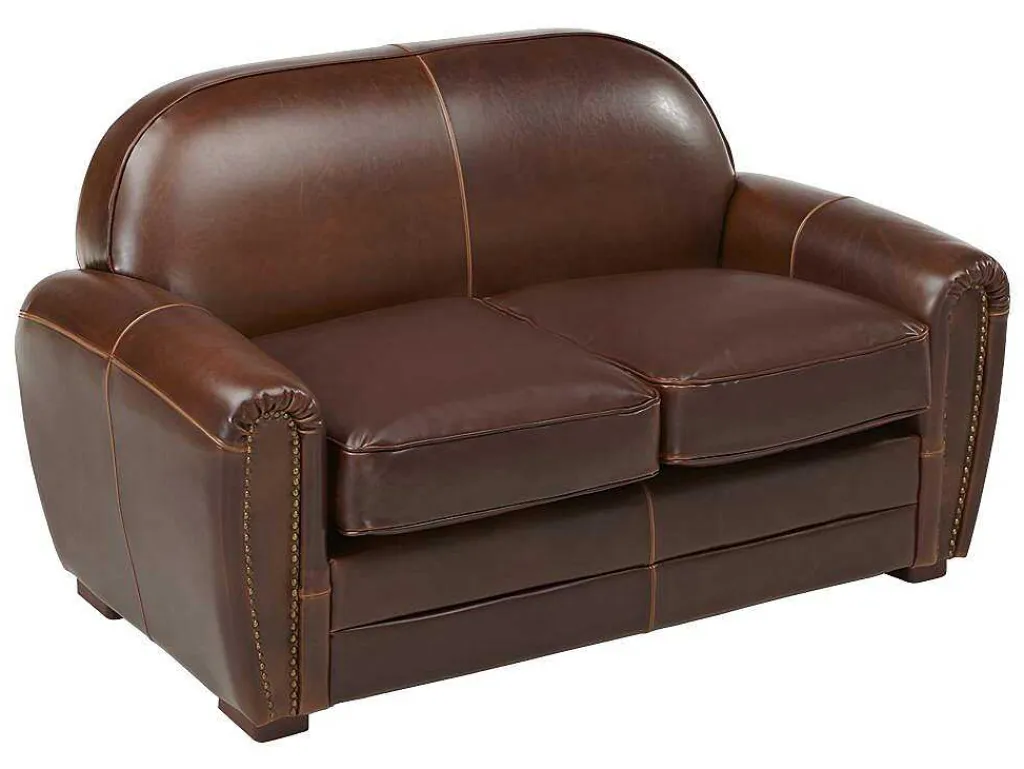 Tweezits Clubbank Van Leer Met Lived-In Aspect Baudoin - Bruin-LINEA SOFA Discount