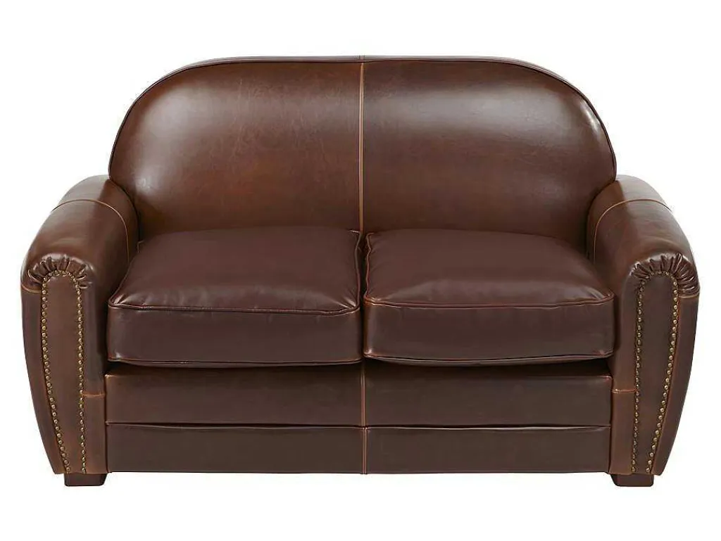 Tweezits Clubbank Van Leer Met Lived-In Aspect Baudoin - Bruin-LINEA SOFA Discount