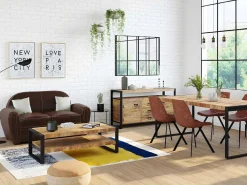Tweezits Clubbank Van Leer Met Lived-In Aspect Baudoin - Bruin-LINEA SOFA Discount