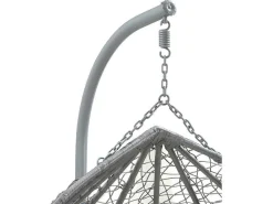 Tweezits Hangstoel Cayambe Van Gevlochten Hars - Grijs Met Witte Kussens-MYLIA Clearance