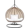 Tweezits Hangstoel Van Beige Gevlochten Hars Met Wit Kussen - Vahina-MYLIA Sale